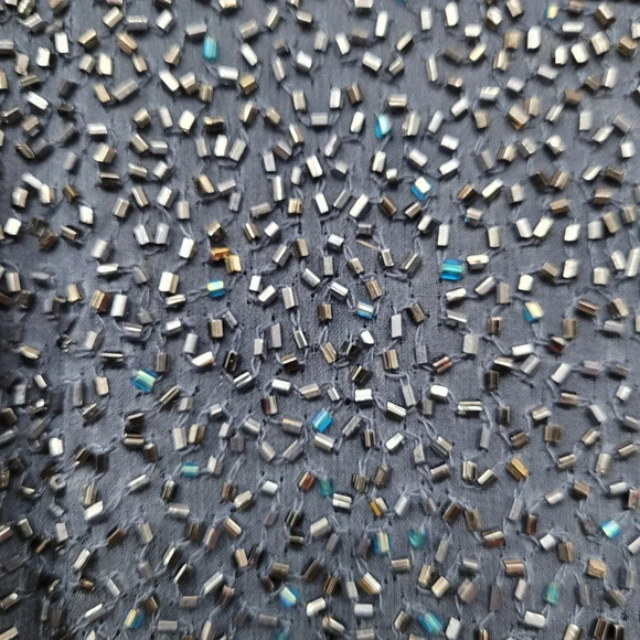 Adrianna Papell Women's 100% SILK Evening Dress Size 8 Navy Beaded Mini Formal - Picture 5 of 9